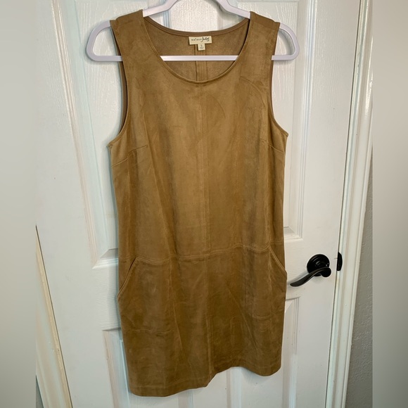 Maison Jules Dresses & Skirts - Beige Suede Maison Jules Short Dress